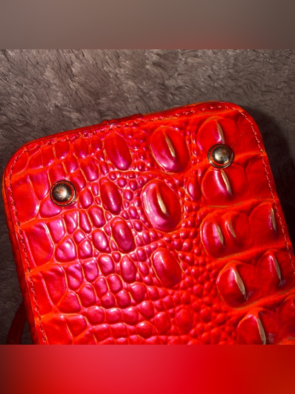 Brahmin Small Elaine FLAME Croc-Embossed Satchel with Matching Wallet - Picture 6 of 14
